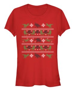 Junior’s Jurassic World Ugly Christmas Velociraptor T-Shirt