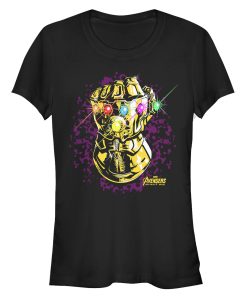 Junior’s Marvel Avengers Avengers Infinity War Gauntlet Sparkle T-Shirt