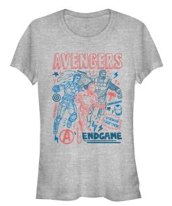 Junior’s Marvel Avengers Endgame Cartoon Doodle Print T-Shirt