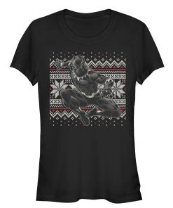 Junior’s Marvel Black Panther Knit Pattern Print T-Shirt
