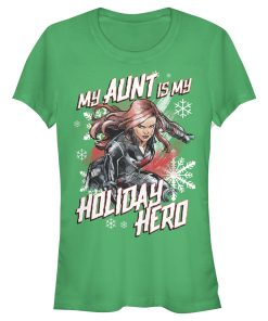 Junior’s Marvel Black Widow Aunt Holiday Hero T-Shirt