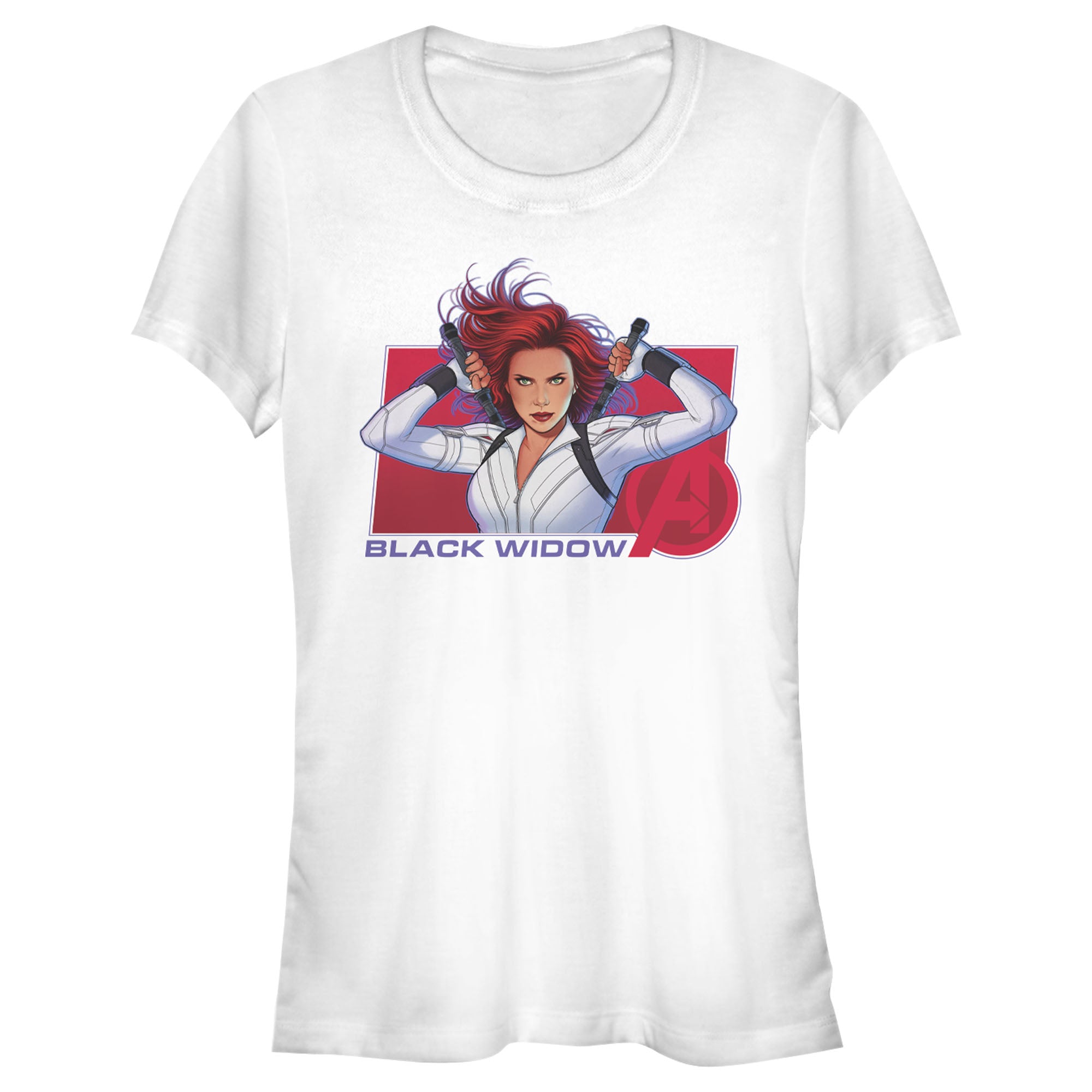 Junior's Marvel Black Widow Avenger Hero T-Shirt Junior's Marvel Black Widow Avenger Hero T-Shirt