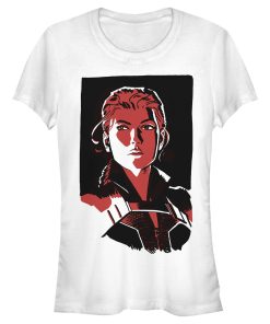 Junior’s Marvel Black Widow Cell Shade Portrait T-Shirt