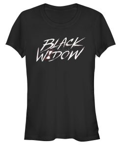 Junior’s Marvel Black Widow Chalk Logo T-Shirt