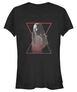 Junior’s Marvel Black Widow Geometric Twist T-Shirt