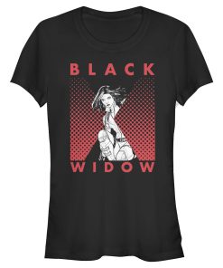 Junior’s Marvel Black Widow Gradient Pose T-Shirt
