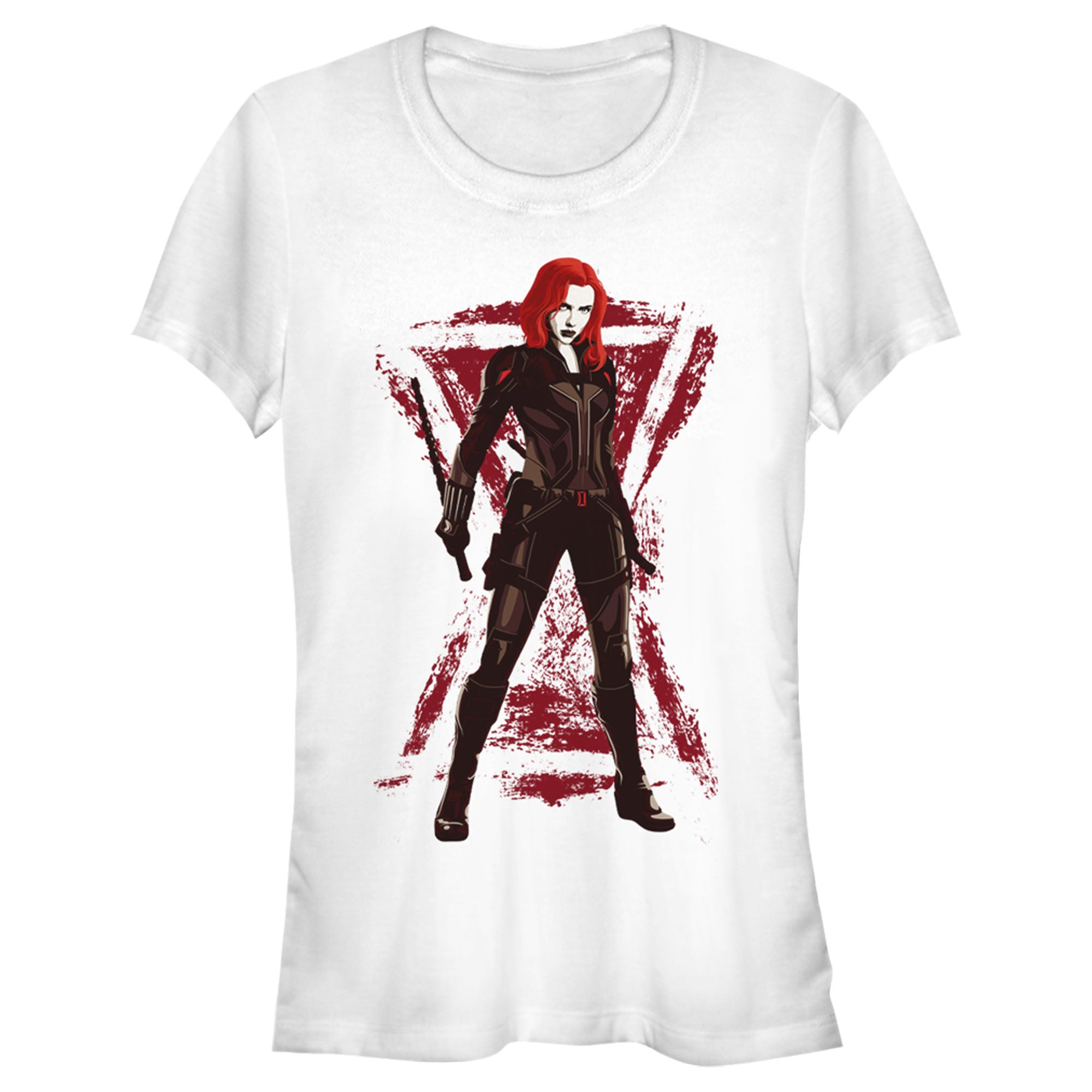 Junior's Marvel Black Widow Grunge Hourglass T-Shirt Junior's Marvel Black Widow Grunge Hourglass T-Shirt