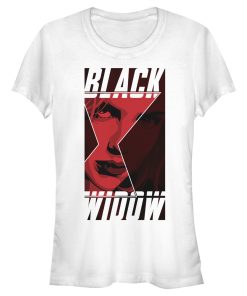 Junior’s Marvel Black Widow Hourglass Peek T-Shirt