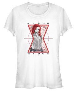 Junior’s Marvel Black Widow Hourglass Target T-Shirt