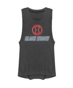 Junior’s Marvel Black Widow Neon Hourglass Festival Muscle Tee