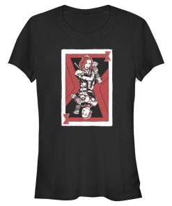 Junior’s Marvel Black Widow Sister Playing Card T-Shirt