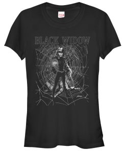 Junior’s Marvel Black Widow Web T-Shirt