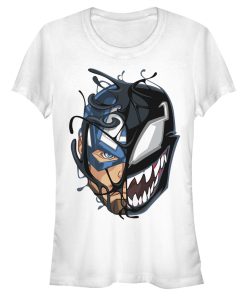 Junior’s Marvel Captain America Venom Mask Symbol T-Shirt