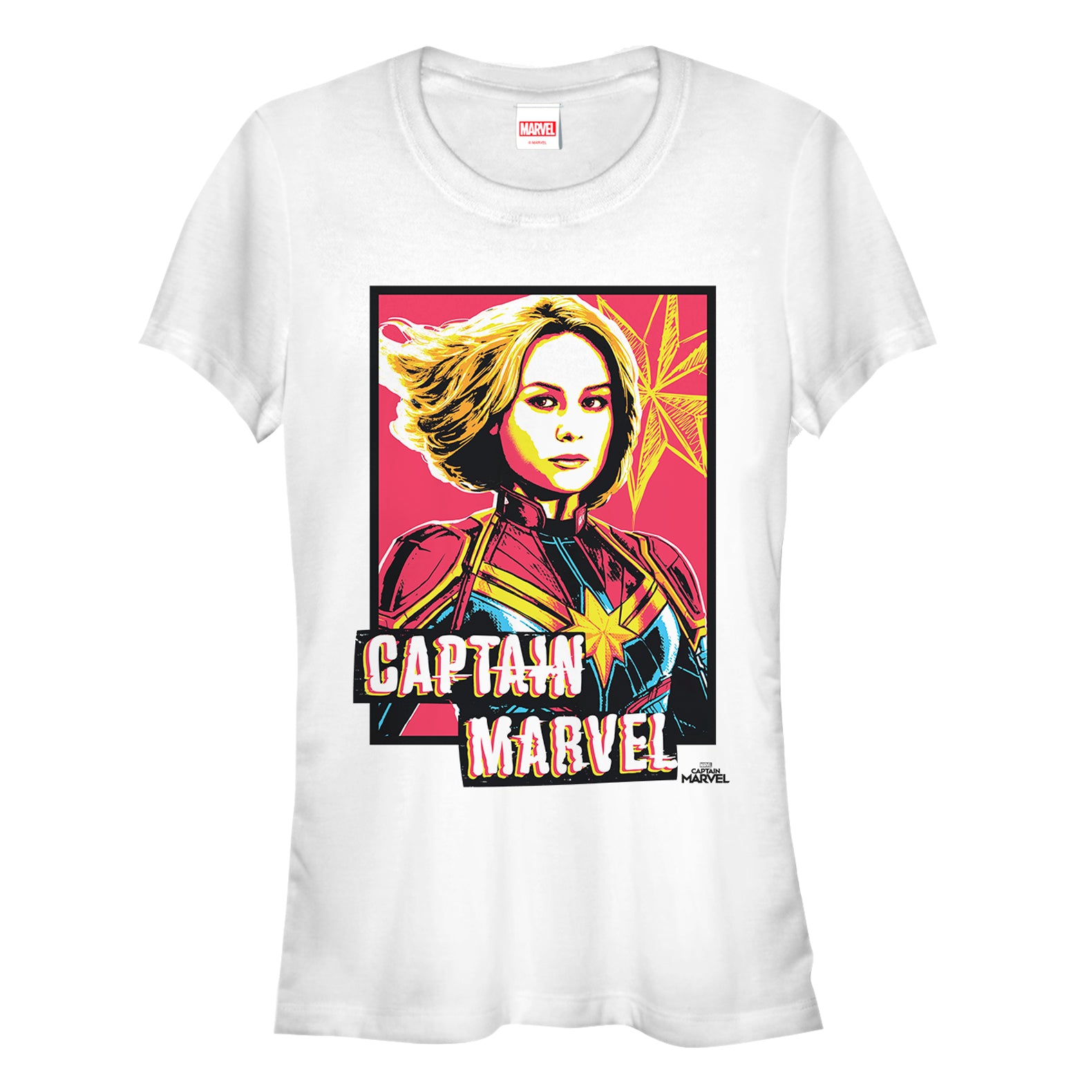Junior's Marvel Captain Marvel Artistic Portrait T-Shirt Junior's Marvel Captain Marvel Artistic Portrait T-Shirt