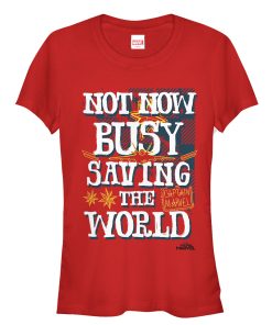 Junior’s Marvel Captain Marvel Busy Saving World T-Shirt