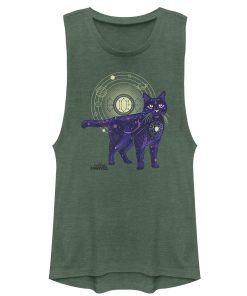 Junior’s Marvel Captain Marvel Celestial Goose Cat Festival Muscle Tee