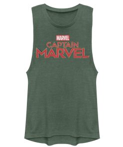 Junior’s Marvel Captain Marvel Classic Logo Festival Muscle Tee