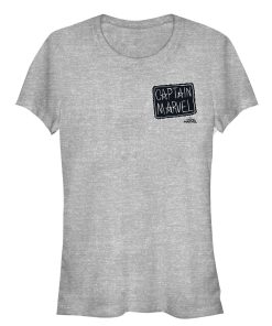 Junior’s Marvel Captain Marvel Crayon Patch Logo T-Shirt