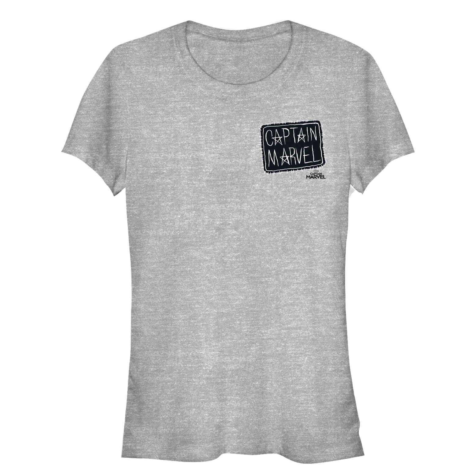 Junior's Marvel Captain Marvel Crayon Patch Logo T-Shirt Junior's Marvel Captain Marvel Crayon Patch Logo T-Shirt