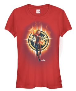 Junior’s Marvel Captain Marvel Flame Star Symbol T-Shirt