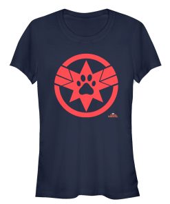 Junior’s Marvel Captain Marvel Goose Paw Star Symbol T-Shirt