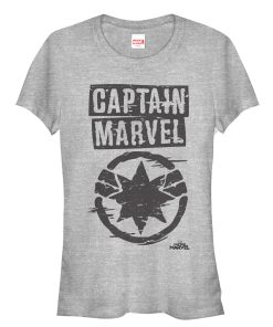 Junior’s Marvel Captain Marvel Grayscale Star Symbol T-Shirt