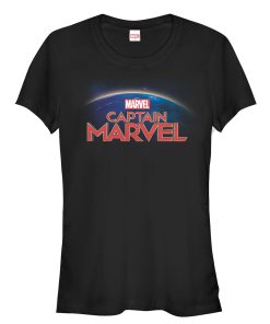 Junior’s Marvel Captain Marvel Horizon Logo T-Shirt