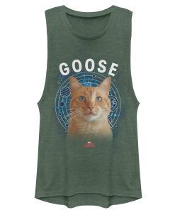 Junior’s Marvel Captain Marvel Planet Goose Cat Festival Muscle Tee