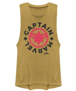 Junior’s Marvel Captain Marvel Star Symbol Circle Festival Muscle Tee