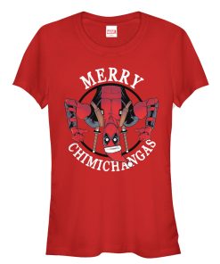 Junior’s Marvel Christmas Deadpool Merry Chimichangas T-Shirt