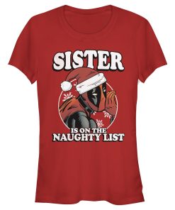 Junior’s Marvel Christmas Deadpool Sister on Naughty List T-Shirt