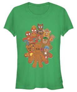 Junior’s Marvel Christmas Gingerbread Cookie Heroes T-Shirt