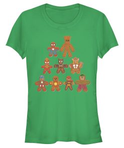 Junior’s Marvel Christmas Gingerbread Cookie Tree T-Shirt