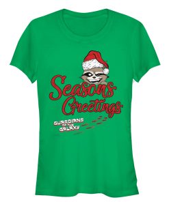 Junior’s Marvel Christmas Guardians of the Galaxy Rocket Seasons T-Shirt