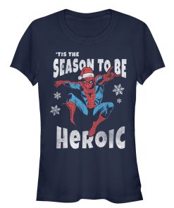Junior’s Marvel Christmas Spider-Man Heroic Season T-Shirt