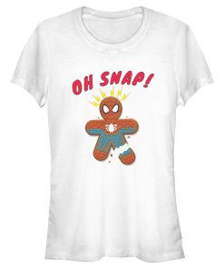 Junior’s Marvel Christmas Spider-Man Snap Gingerbread Cookie T-Shirt