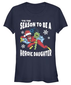 Junior’s Marvel Christmas Spider-Woman Heroic Daughter T-Shirt