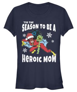 Junior’s Marvel Christmas Spider-Woman Heroic Mom T-Shirt