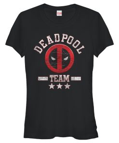 Junior’s Marvel Deadpool Cracked Logo Team T-Shirt