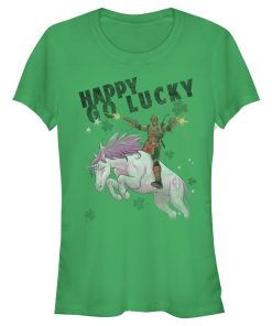 Junior’s Marvel Deadpool Lucky Unicorn St. Patrick’s T-Shirt