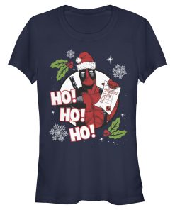 Junior’s Marvel Deadpool Santa Naughty List Holiday T-Shirt