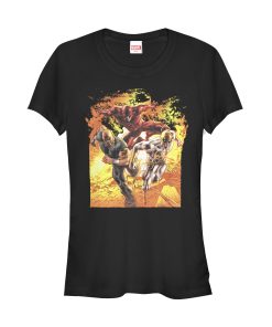 Junior’s Marvel Defenders Flame Poster T-Shirt