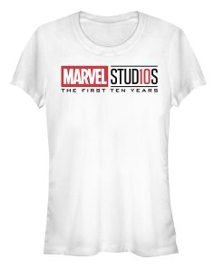 Junior’s Marvel First 10 Years Sleek Logo T-Shirt