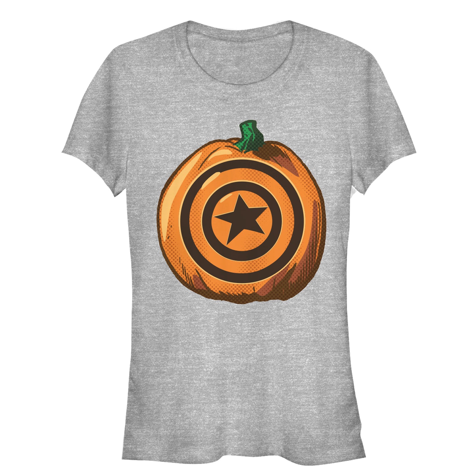 Junior's Marvel Halloween Captain America Shield Pumpkin T-Shirt Junior's Marvel Halloween Captain America Shield Pumpkin T-Shirt