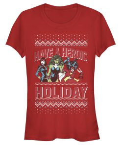 Junior’s Marvel Heroic Holiday Girl Power T-Shirt