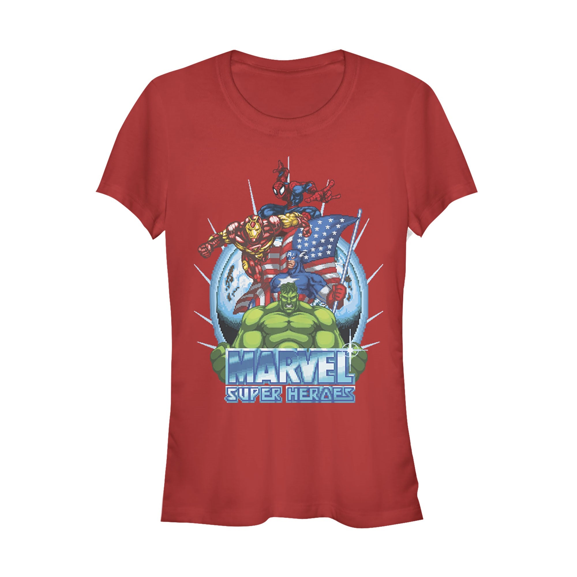 Junior's Marvel Patriotic Heroes T-Shirt Junior's Marvel Patriotic Heroes T-Shirt