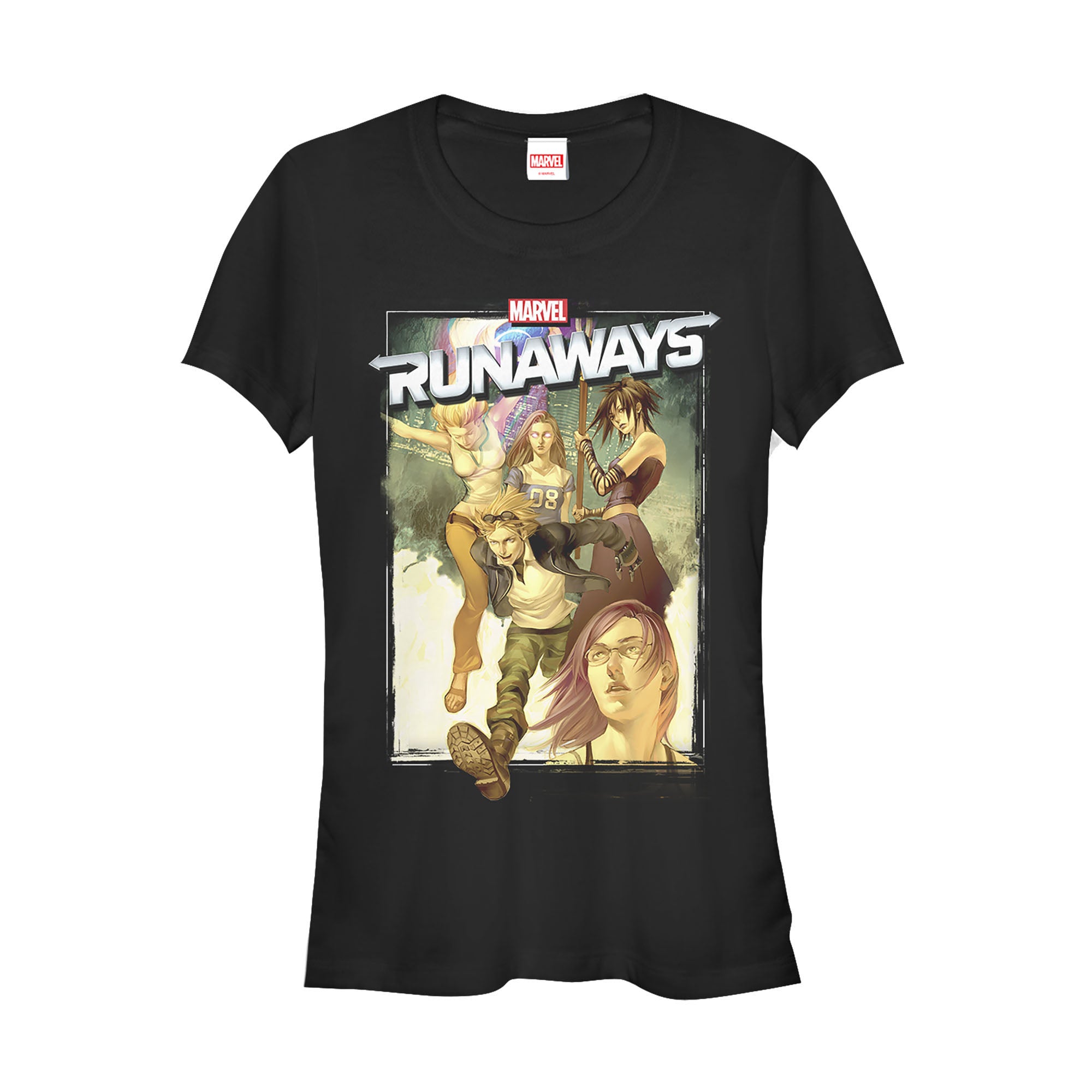 Junior's Marvel Runaways Watercolor Poster T-Shirt Junior's Marvel Runaways Watercolor Poster T-Shirt