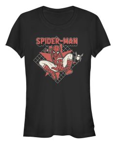 Junior’s Marvel Spider-Man Far From Home Cartoon Grid T-Shirt