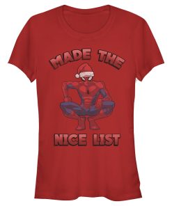 Junior’s Marvel Spider-Man Made The Nice List Santa Hat T-Shirt