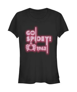 Junior’s Marvel Spider-Man Neon Light Logo T-Shirt